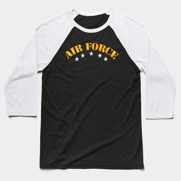 Air Force - Air Force w Silver Stars Baseball T-Shirt by twix123844
